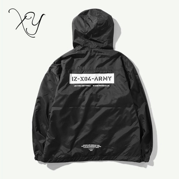 black nylon windbreaker